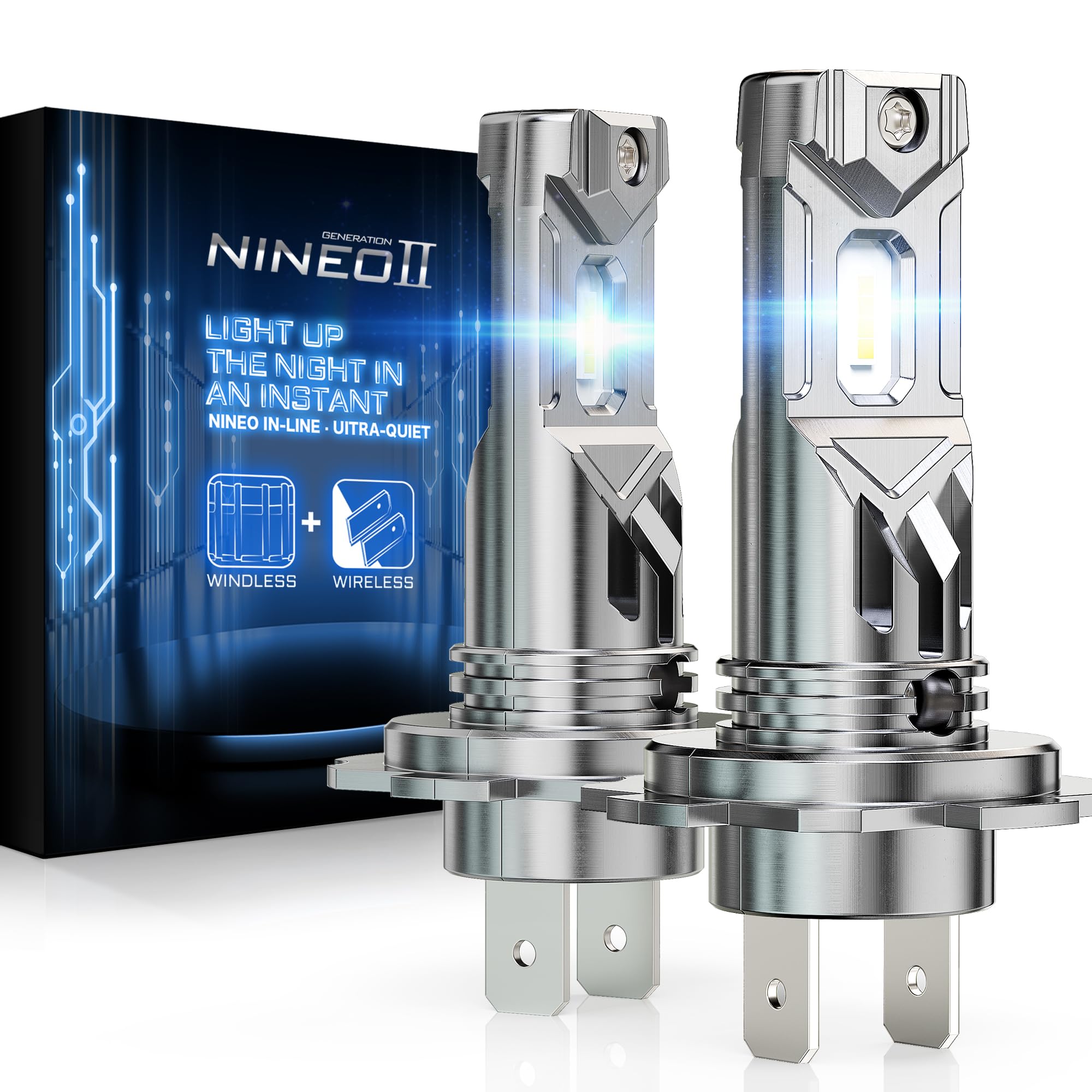 NINEO H7 Bulbs, H7 Fog Light, 300% Super Brighter, No Need Adapters, 6500K Cool White, Real 1:1 Mini Size, Plug and Play, Powersports Accessory Fog Light, Pack of 2