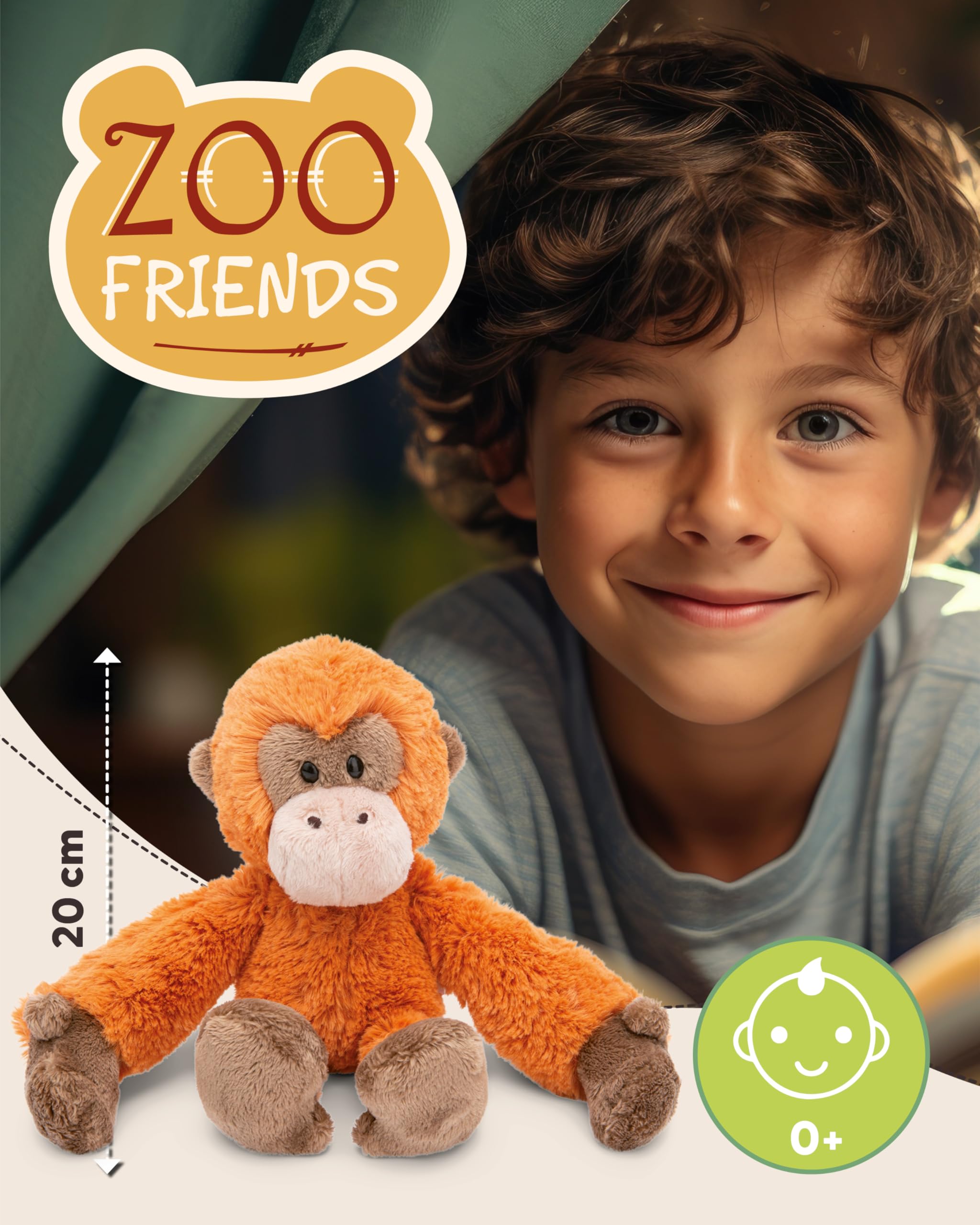 NICI ZOO FRIENDS cuddly toy orangutan 20cm wiggling - cute soft toy for cuddling and playing cuddly toy for cuddly toy lovers - 49816 - Image 2
