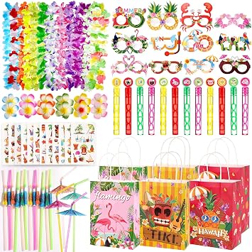 Vanblue 85 Pcs Hawaiian Luau Party Favors Birthday Decorations for Kids