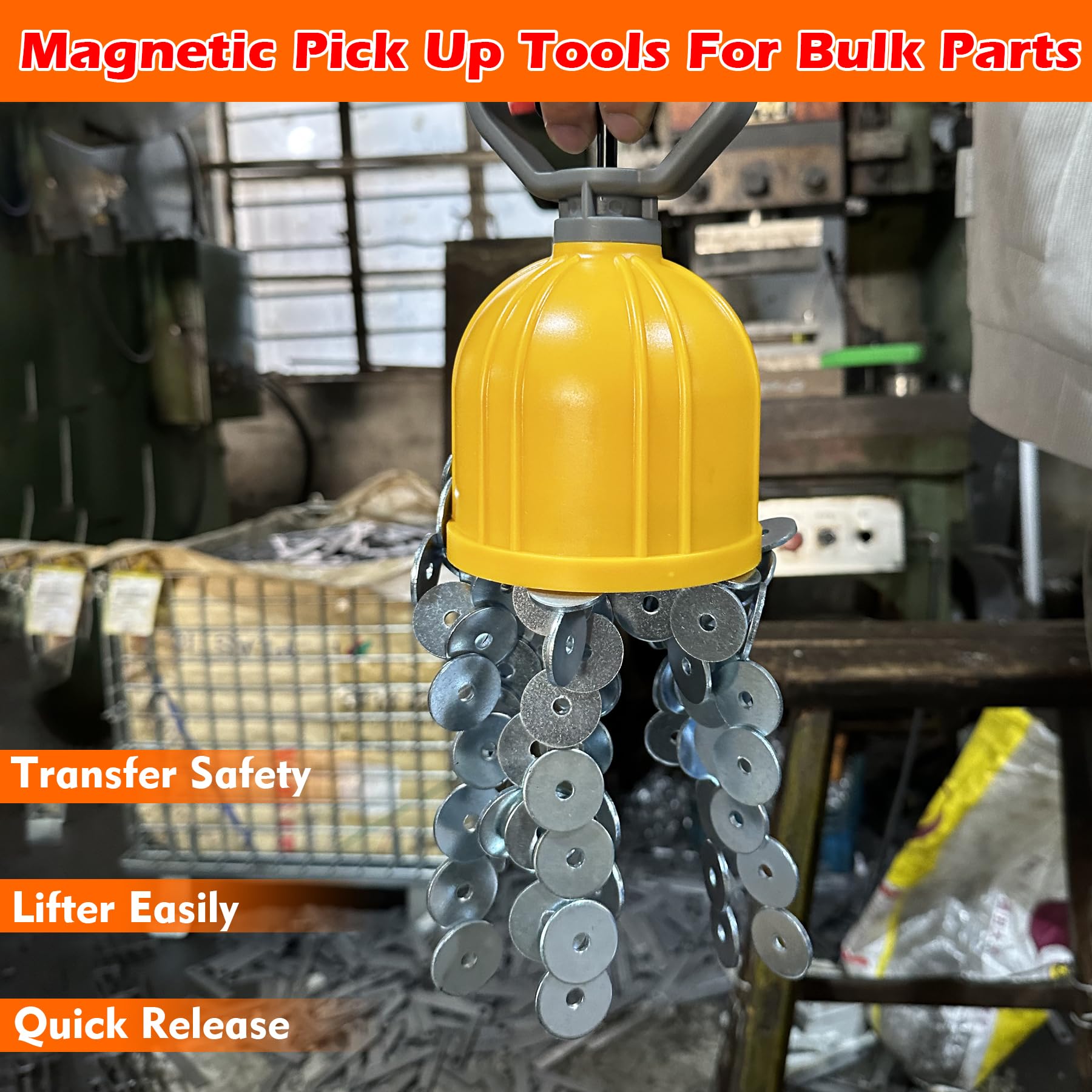 MUTUACTOR Forte sollevatore di parti sfuse magnetico,Strumento magnetico a rilascio rapido,Potente magnete per il trasferimento e il ritiro di chiodi viti dadi