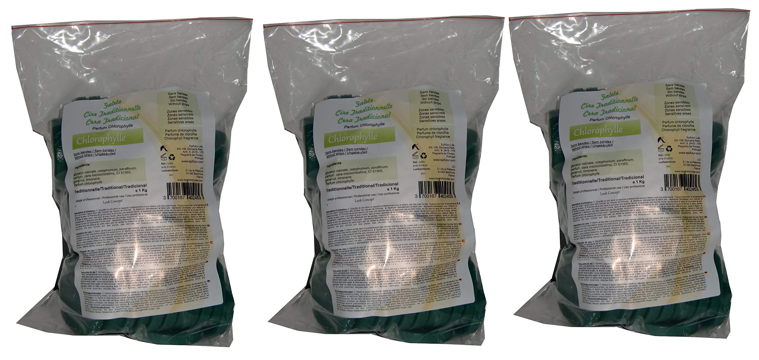 Storepil - 3 kg CHLOROPHYLLE. Galets de cire chaude pour épilation traditionnelle