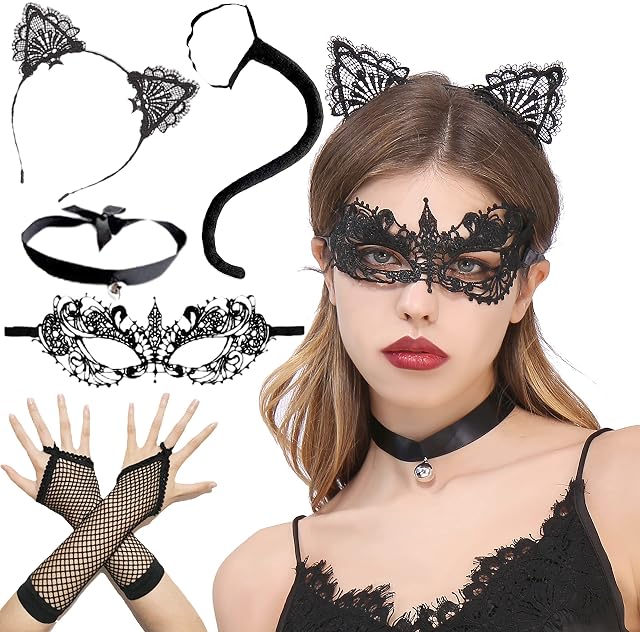 JeVenis Sexy Eyemask Lace Masquerade Mask Venetian Black Mascarade Masks for Women Party Fancy Dress Halloween Masks