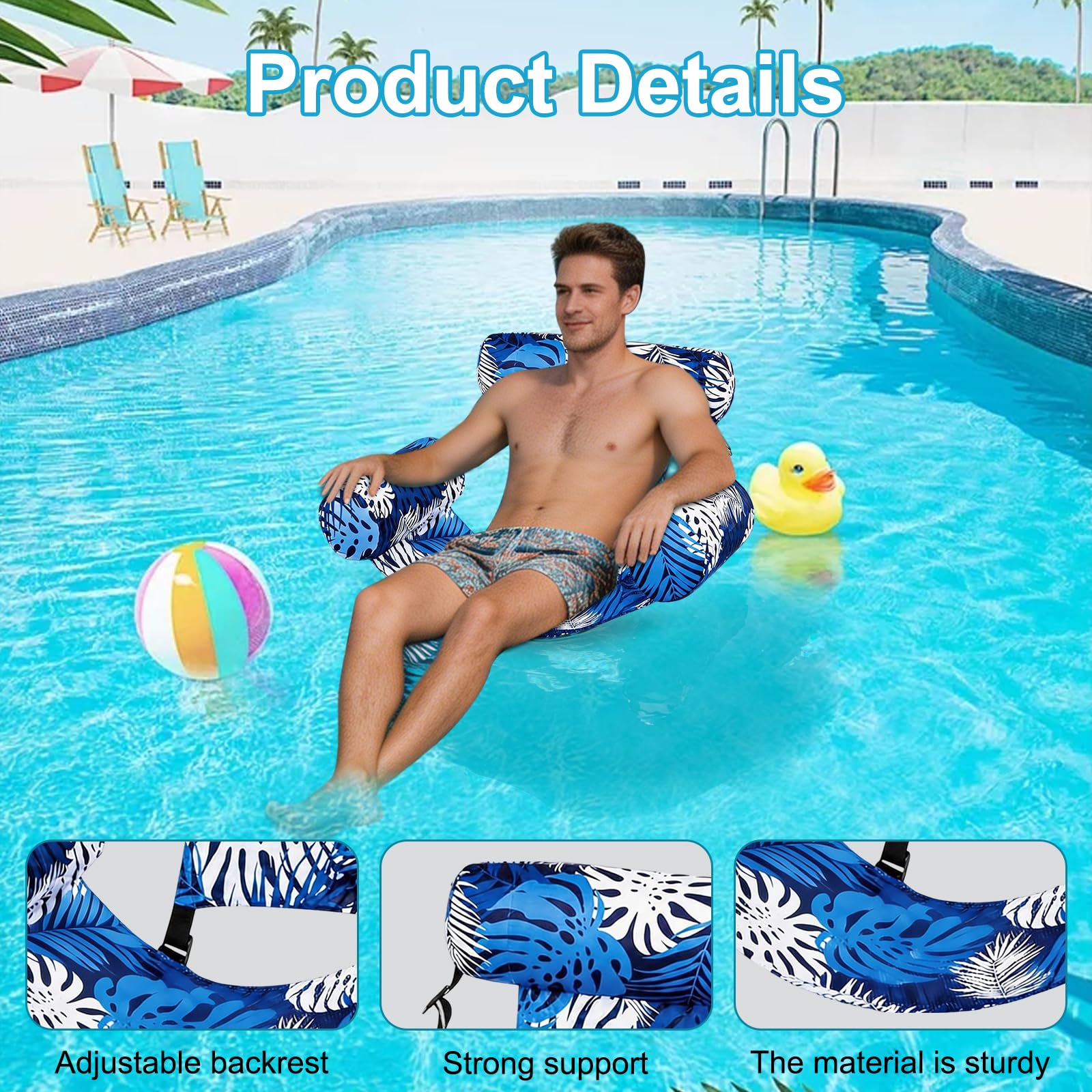 2 Stück Aufblasbare Wasser Pool Luftmatratze für Erwachsene, Aufblasbare Pool-Schwimmsitze, Aufblasbare Wasserstühle,Luftmatratze Wasser Sitz,Wassersessel Schwimmstuhl für Partys Sommer Wassers Strand