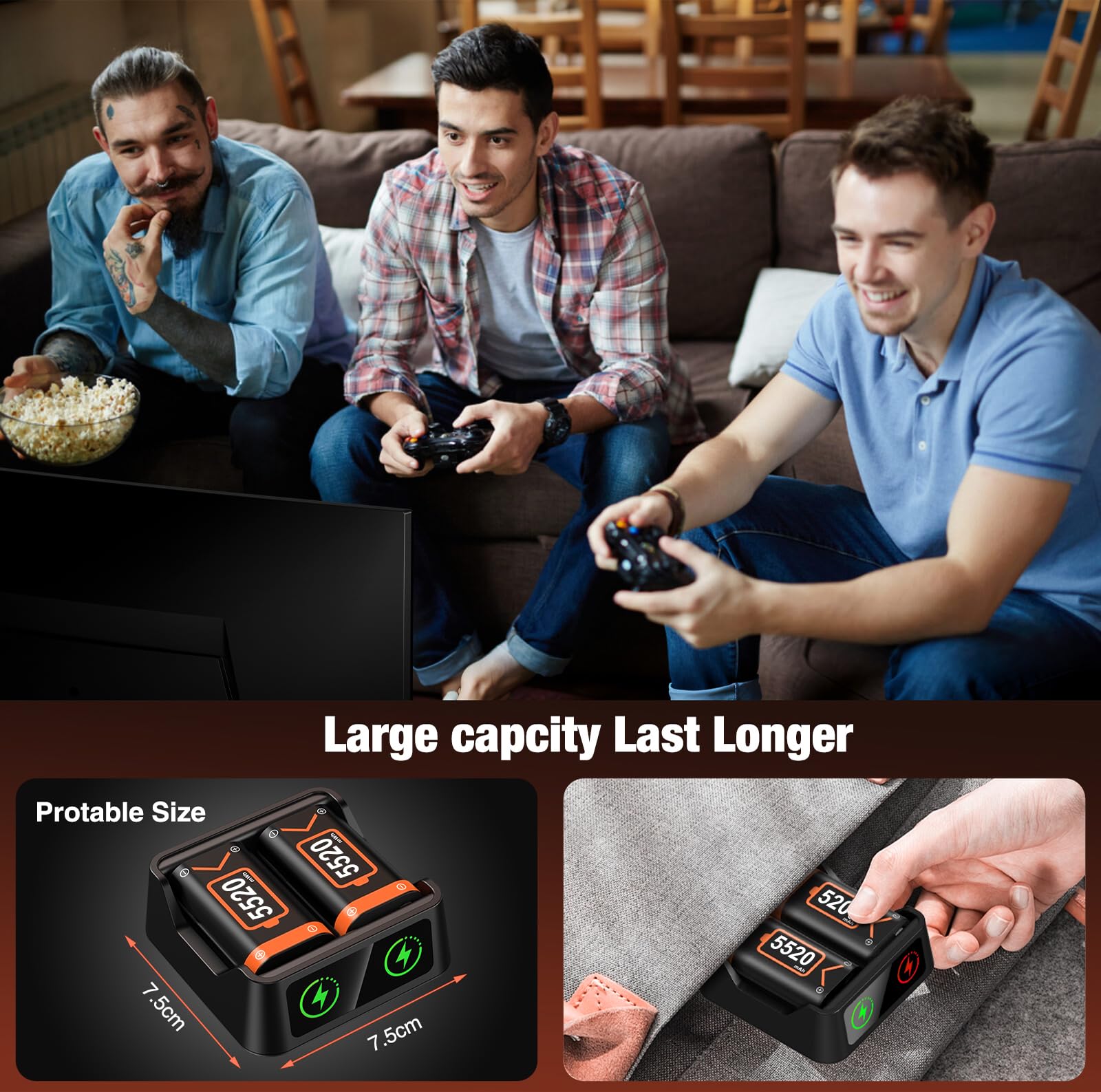 HELLCOOL Paquete de batería para mando Xbox, 2 x 5520 mWh recargable con indicador LED y cable de carga para Xbox Series X|S, One, Elite, S|X