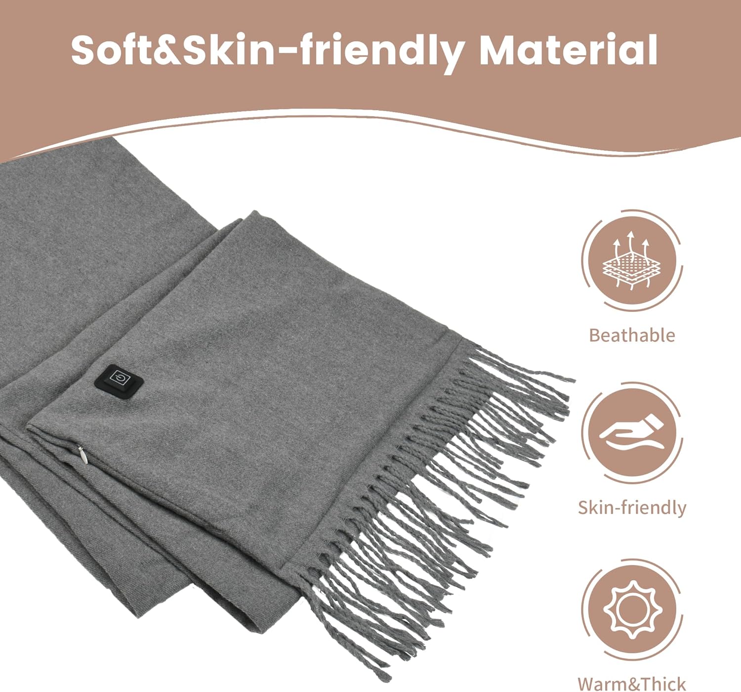 Heated Scarf for Women Men, Eletric Heated Scarf with Rechargeable Battery 5000mAh, Ideal Gift for Christmas - Image 3