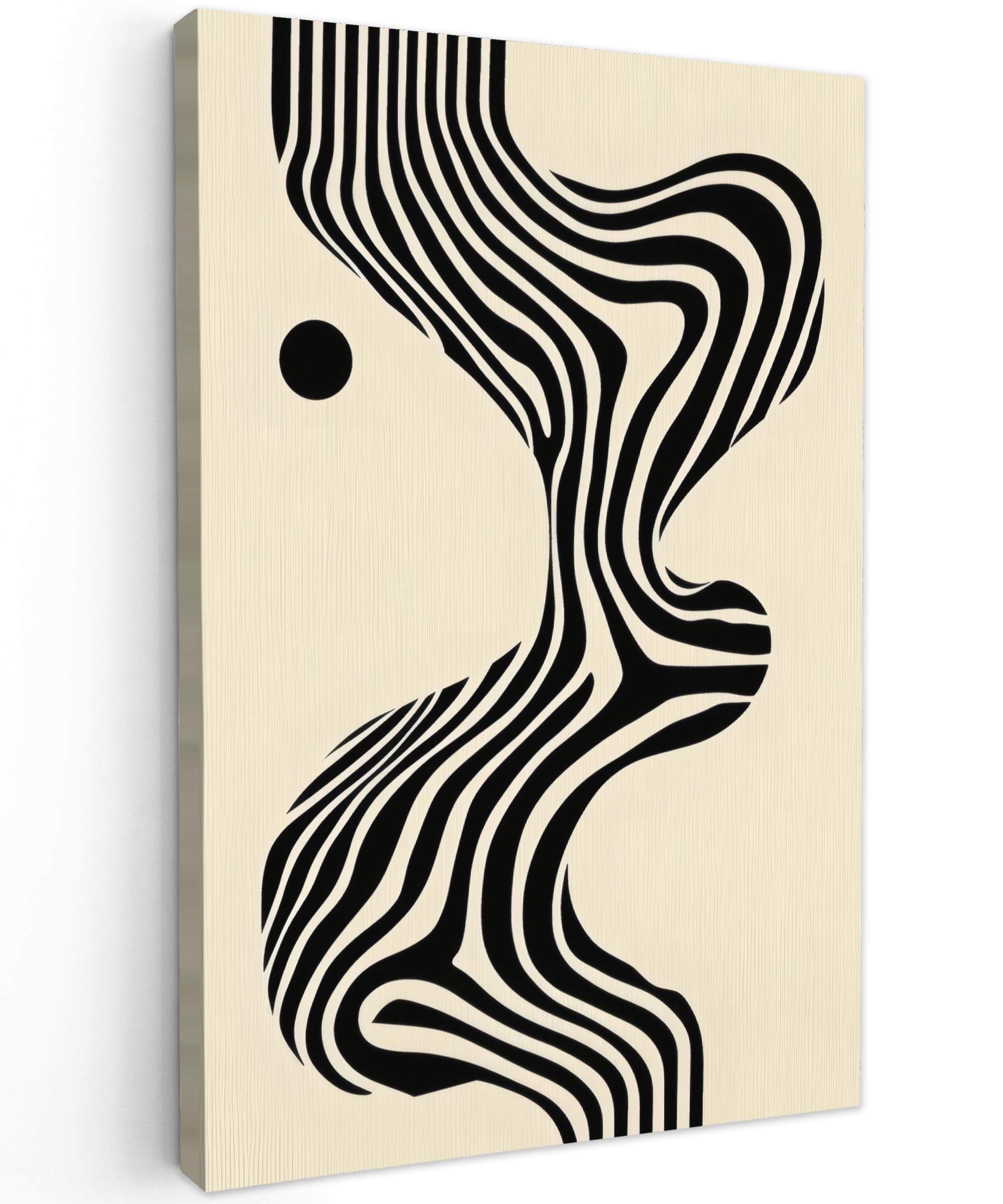 MuchoWow© Canvas Wall Art 24"x35" / 60x90 cm Decor Hanging Pictures for Living Room Canvus Artwork Deco Walls Beige - Lines - Wavy - Abstract — image 1