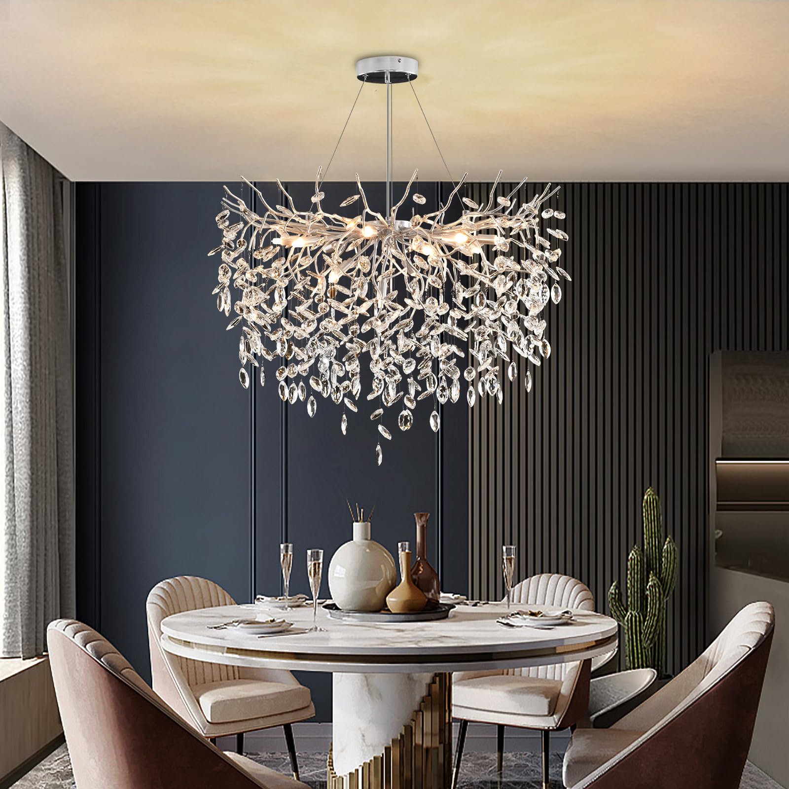 AHXIAOZN Lustre en Cristal Moderne, Luxe Chandelier en Cristal Moderne Pendentif pour salle à manger, cuisine, salon, chambre, couloir