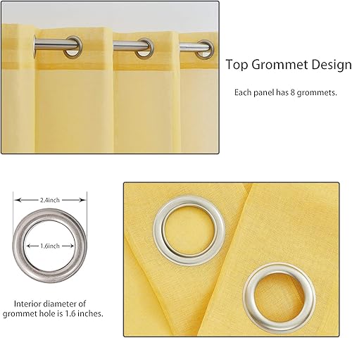 Miniatura 2 de July Joy - Cortinas transparentes para dormitorio 2 unidades filtro de luz gasa sólida