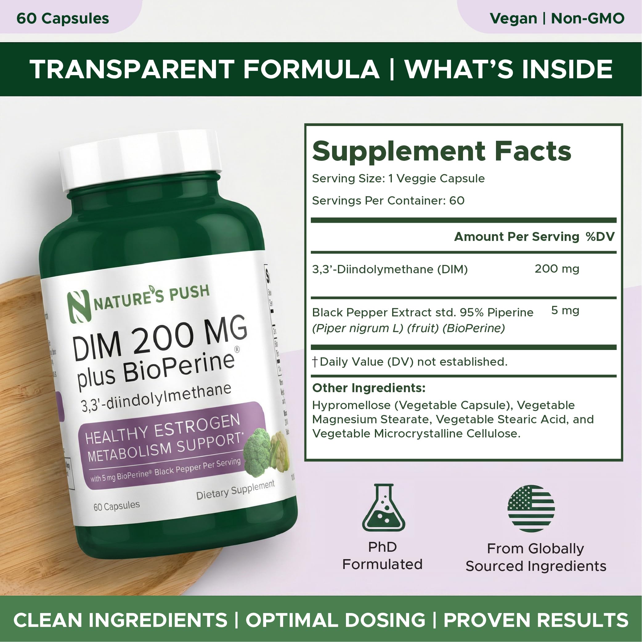 DIM 200mg Estrogen Balance for Women & Men Diindolylmethane Black Pepper for Non-cystic Acne, Hormone Balance, Menopause & Antioxidant Support Vegan Gluten Soy Free Non-GMO USA 2 month supply 60 caps — Amazon image 6