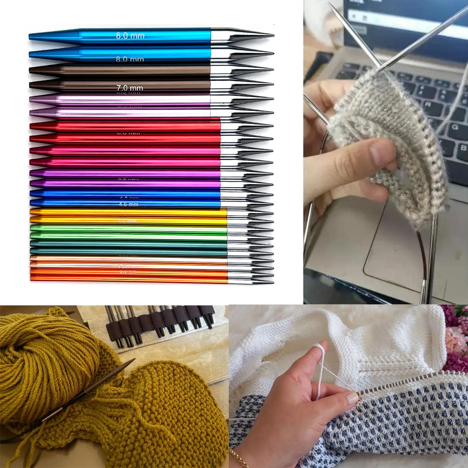 Rundstricknadel Set mit Etui und Zubehör Rundstricknadelgröße von 3, 0 mm bis 8, 0 mm Austauschbares Strickset mit Etui und Zubehör