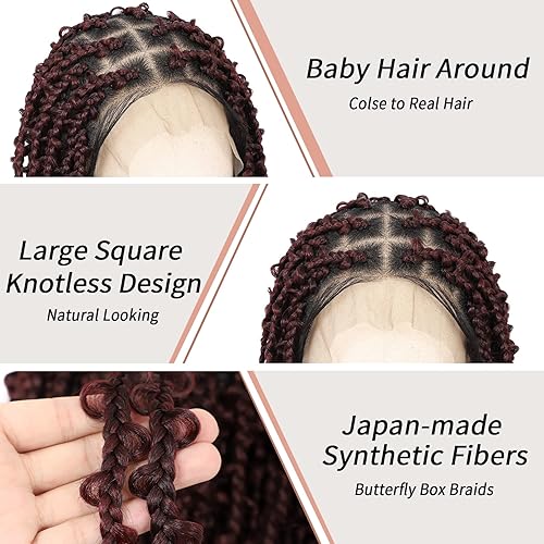 Miniatura 2 de Lexqui Pelucas trenzadas cortas sin nudos de 14 pulgadas para mujer, pelucas trenzadas de encaje estilo Bob de mariposa, pelucas de encaje trenzado,