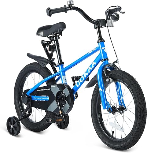 Bicicleta para niños de 14 y 16 pulgadas para niños y niñas, freno de mano y pie, asiento ajustable, fácil de montar para edades de 3 a 7 años,