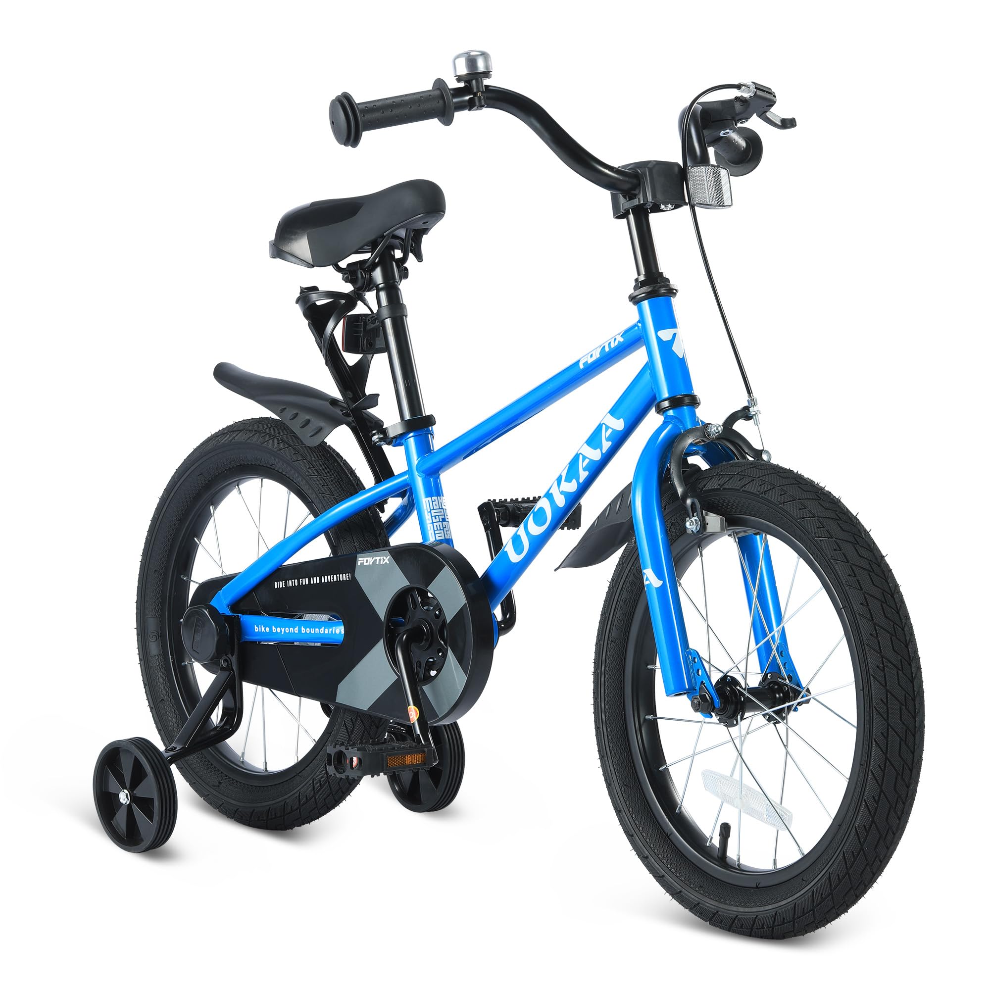 UOKAA Kids Bike 14 16 Inch for Boys & Girls Ages 3-7, Kids Bicycle with Training Wheels, Hand & Foot Brake, Adjustable Seat, High-Carbon Steel Frame,