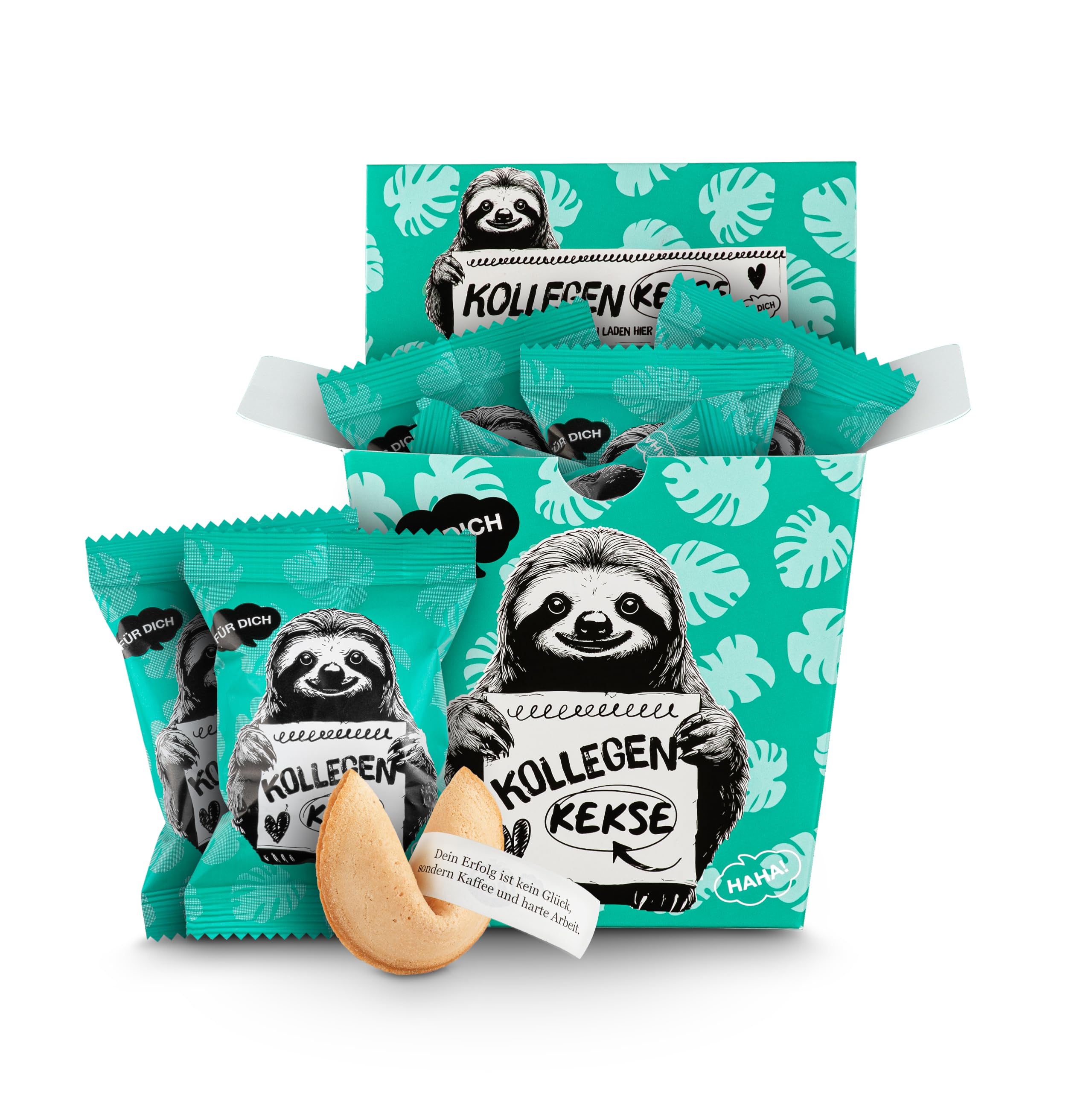 Glückskekse Kollegen 9er Box Lustiges Kollegen Geschenk Büro Glückskekse mit lustigen, motivierenden Sprüchen für Kollegen und Mitarbeiter als Geschenk im Büro | vegan und made in Germany