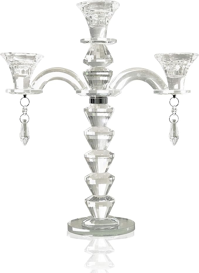 allgala 3Arm Crystal Candelabra Taper Candlestick Candle