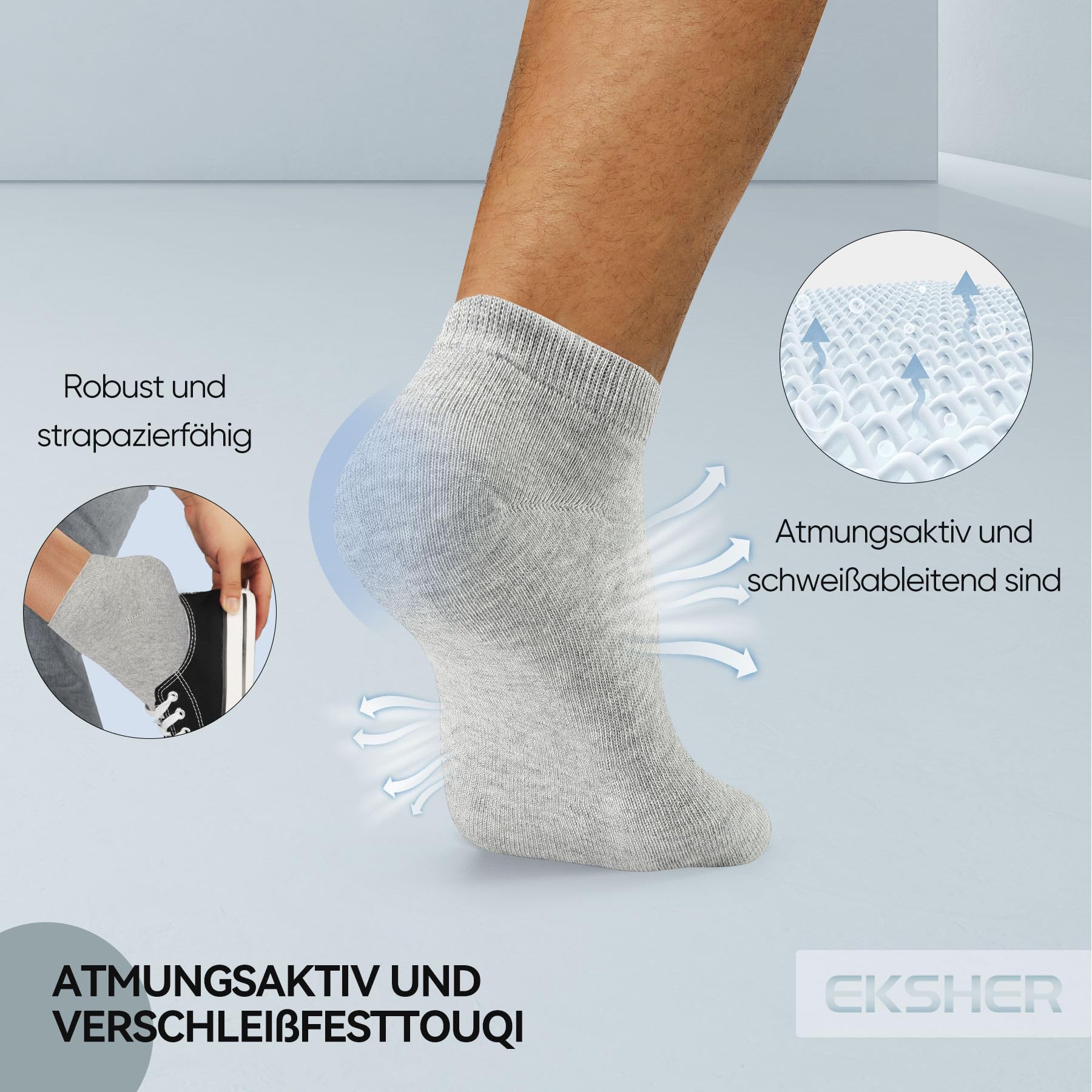 EKSHER Calzini Donna Cotone Corti Calze Estive Uomo 10 Paia Calze Sportive Calze Running Calze Tennis Calzini Trekking