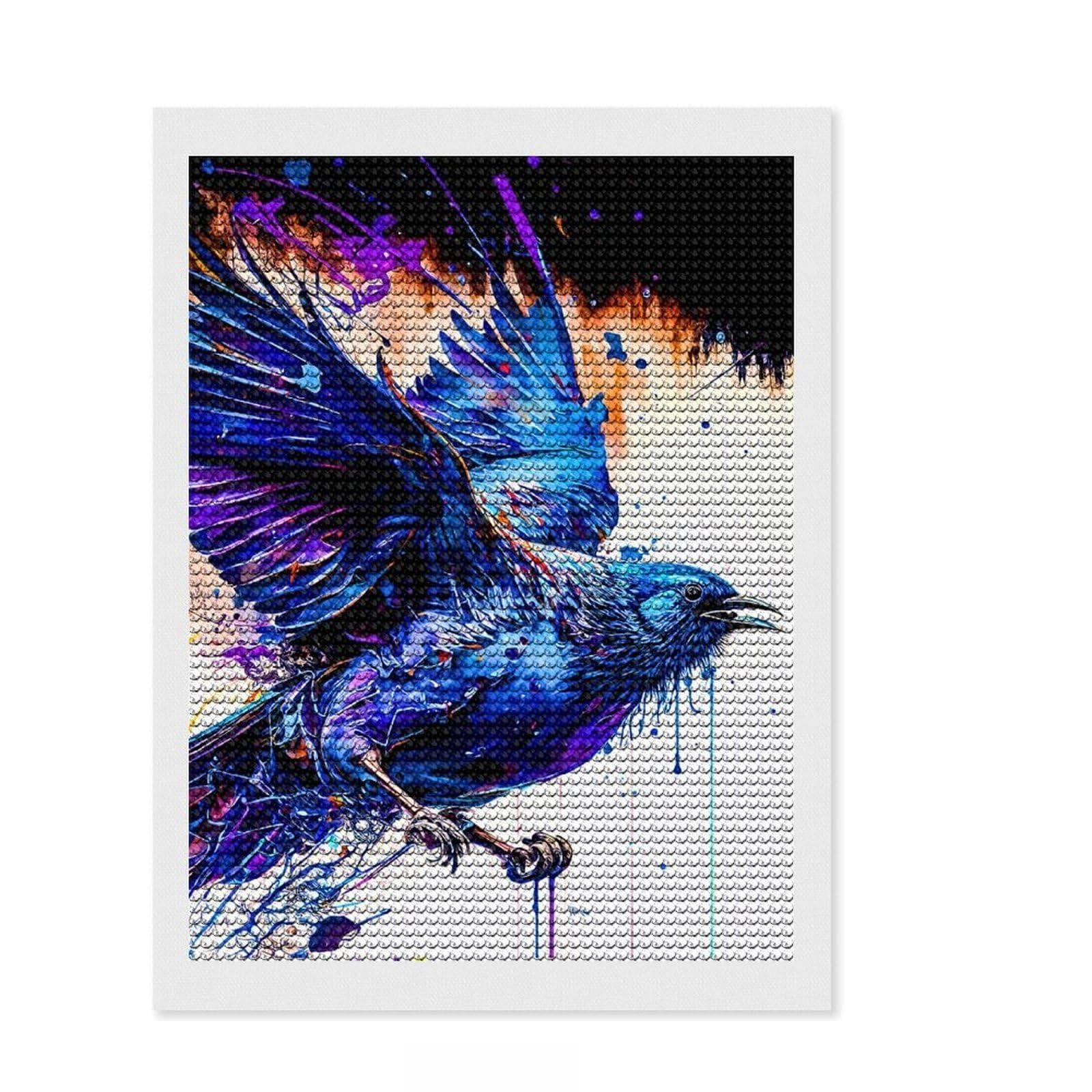 Junmoney Bird Diamond Style Art Kit 12"x16", Christmas Gift, Leisure Activity, Modern Decor, DIY Craft, Bedroom Decor