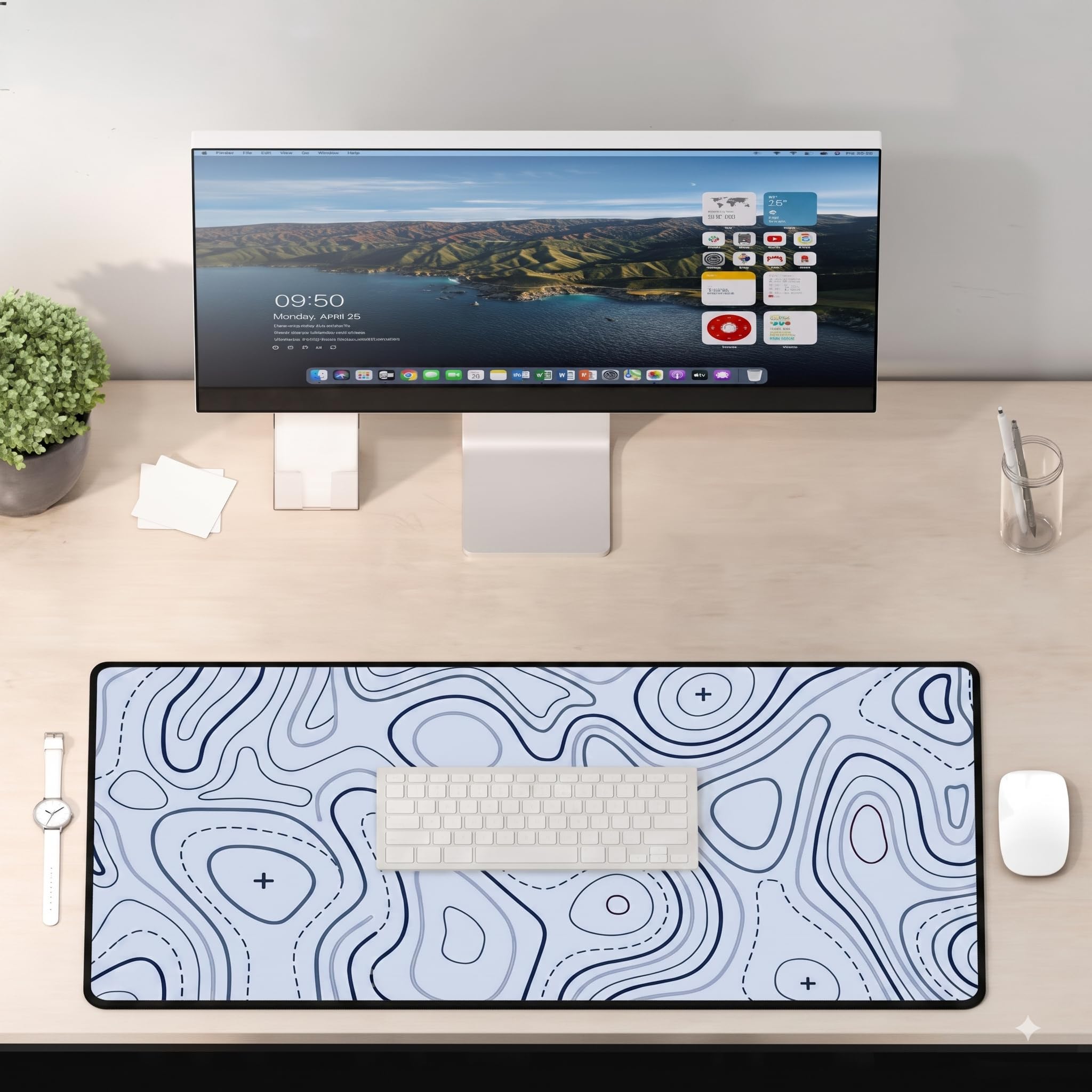 Saco XXL Gaming Mouse Pad for PC – Large Desk Mat 900×400×3mm, Extended Non-Slip Rubber Base, Waterproof Surface, Topographics Design, Big Keyboard Mouse Pad for Office & Home Setup — Amazon image 3
