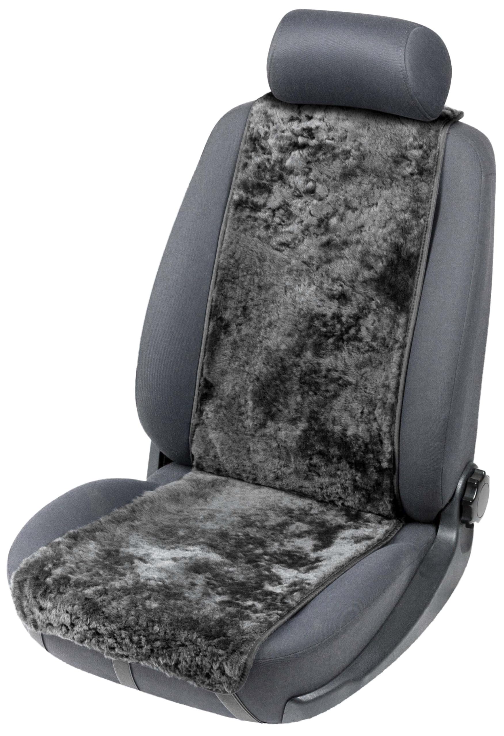 WALSER Protège-siège en peau d'agneau Cosmo, 100% peau d'agneau pour siège de voiture, housse de protection en fourrure noir