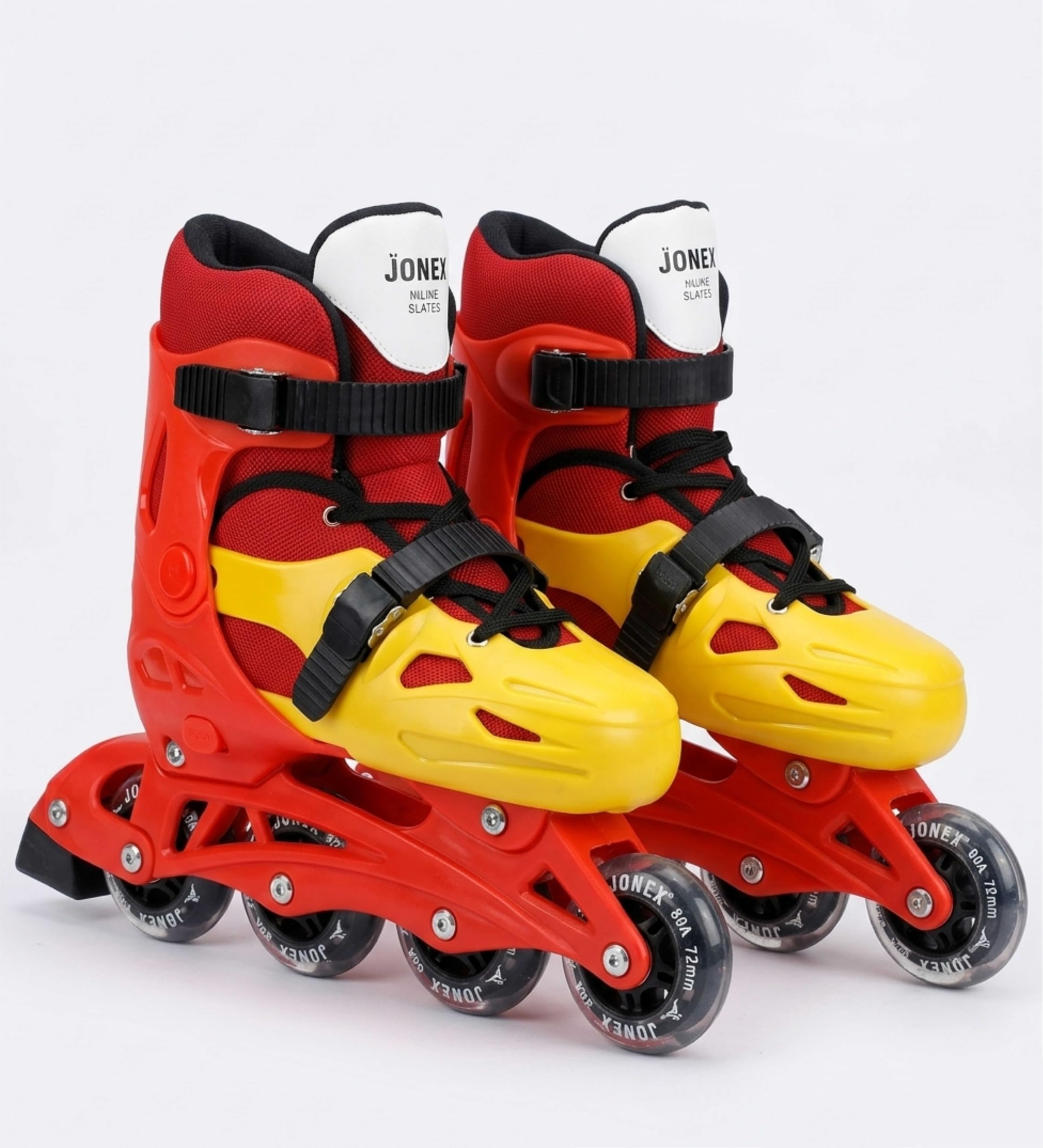 JJ Jonex Inline Shoe Skates Aluminium Frame Chaises Polyurethane and 8 Wheels |Wheel Size 72mm |Medium |Yellow - Blue|-picture-11
