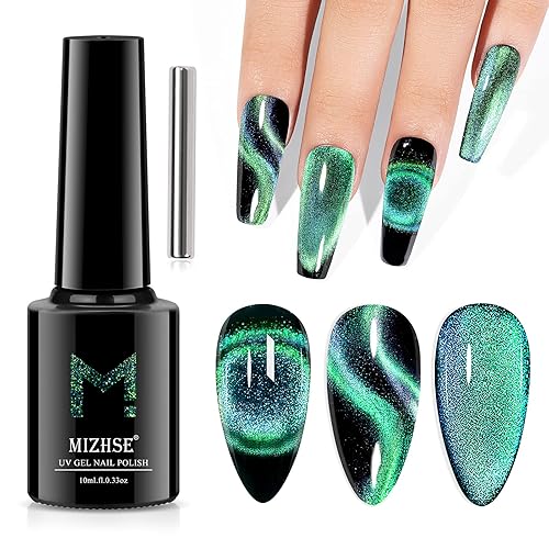 Miniatura 8 de MIZSHE - Esmalte de uñas de gel con imán de ojo de gato, 0.3 onzas líquidas, kit de manicura universal para licuados magnéticos con purpurina Aurora