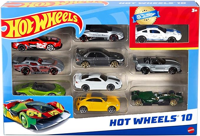 Hot Wheels Paquete de 10 vehículos escala 1:64 para niños y coleccionistas miniatura 6