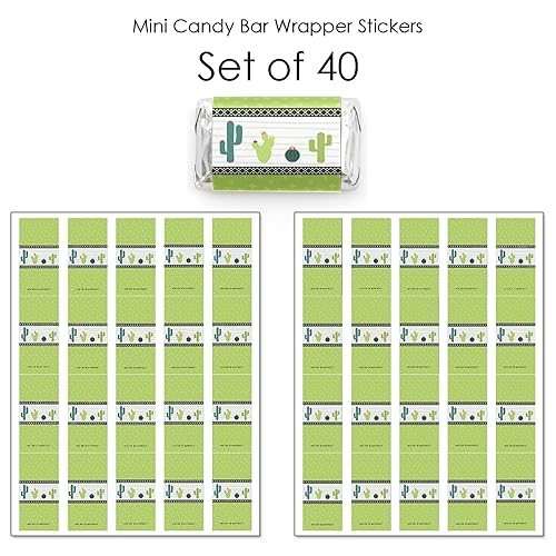 Miniatura 3 de Big Dot of Happiness Prickly Cactus Party - Mini pegatinas de barra de caramelo - Fiesta Fiesta Pequeños Favores - 40 unidades