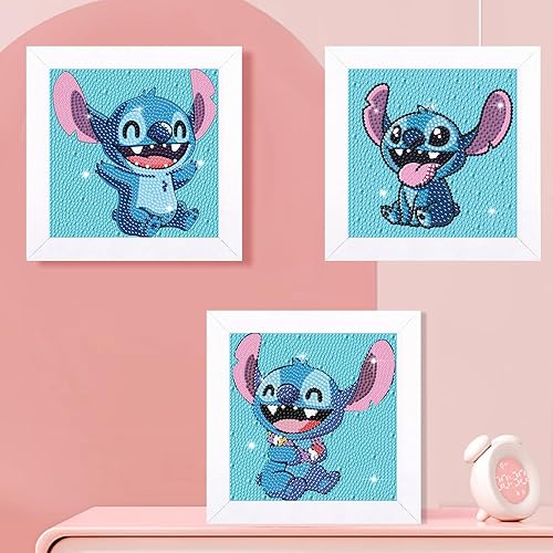 Miniatura 8 de Miairivy Paquete de 6 kits de pintura de diamantes para niños, bricolaje 5D lindo arte de diamantes de dibujos animados, manualidades de pintura de