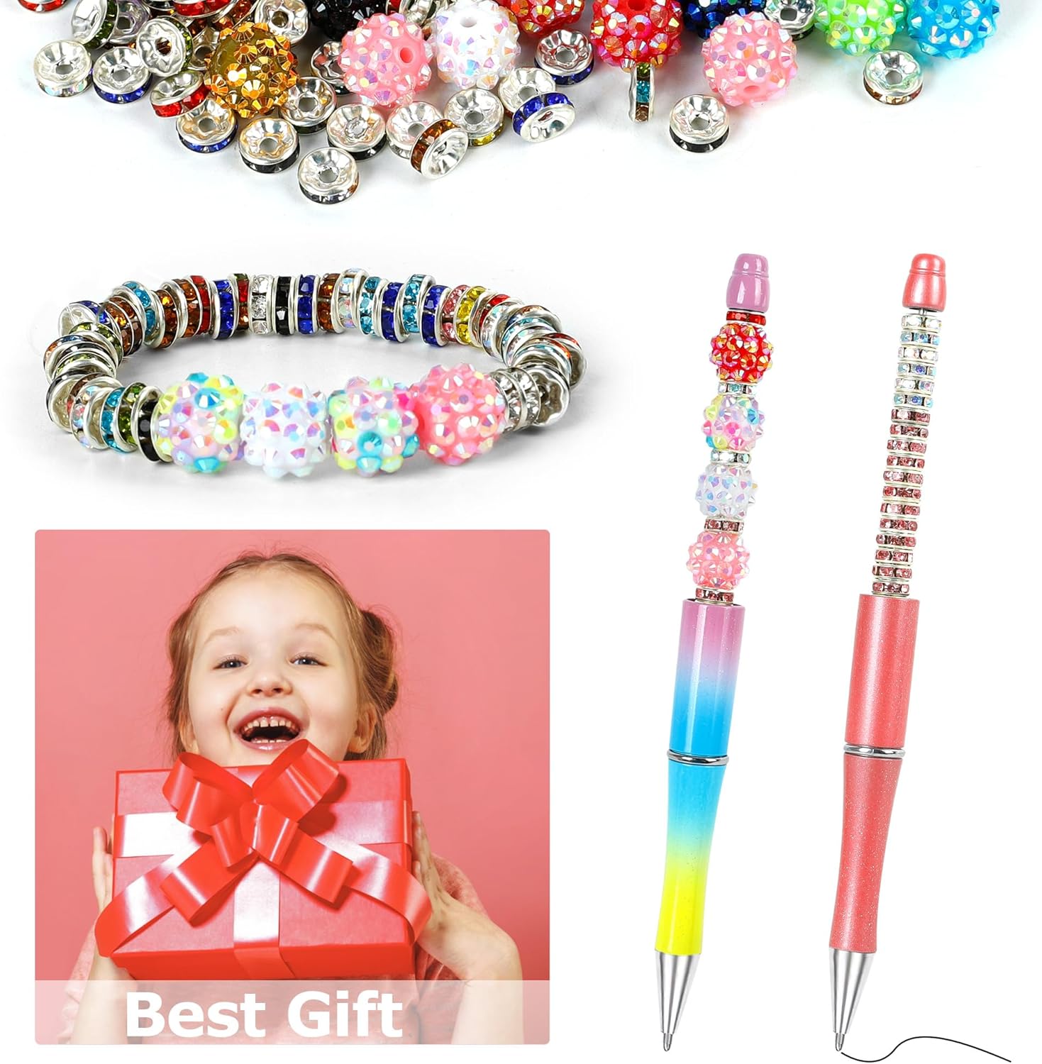 250 Pcs Beads for Pens, Focal Beads for Beadable Pens, Rhinestone Bead, Spacer Bead for Bracelets - Image 6