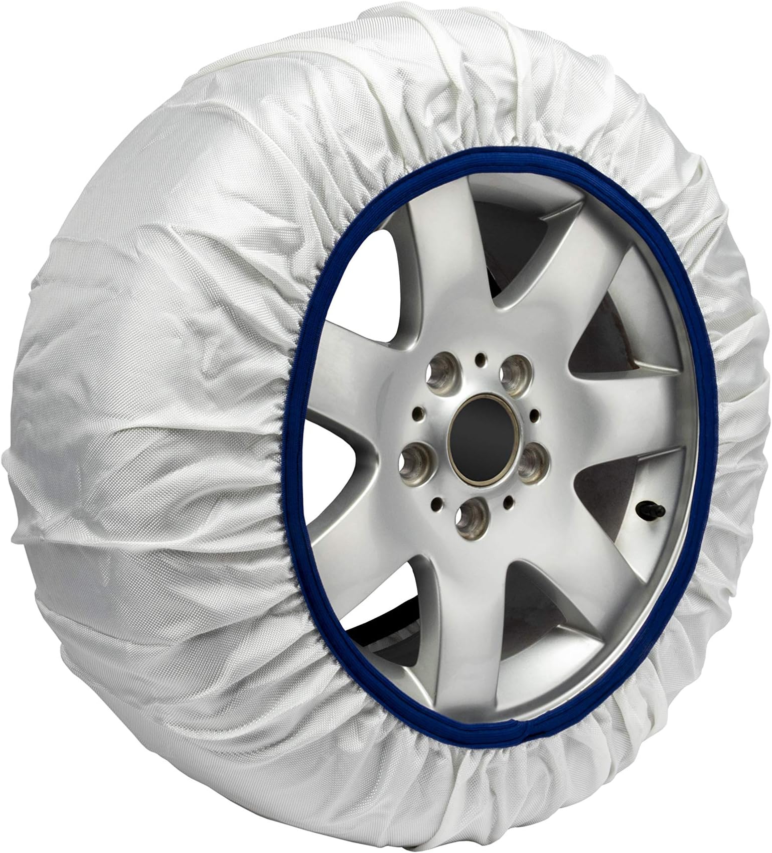 Textile Car Snow Chains, Size S, Set of 2, white/blue