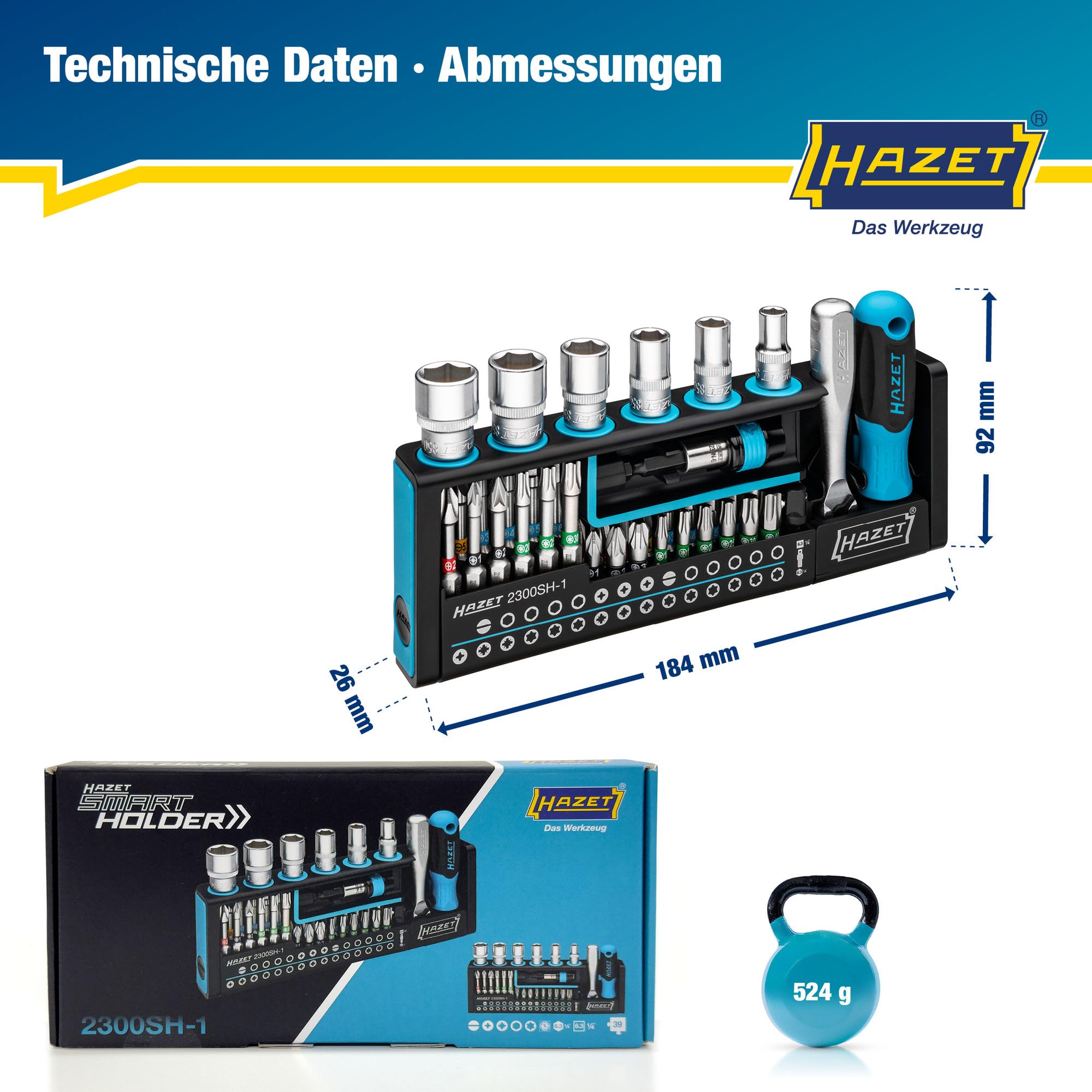 HAZET 2300SH-1 Set Schraubendreher-Einsatz (Bits) manuell (Handbetätigung)