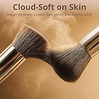 Vista 2 de BEAKEY Juego de 12 brochas de maquillaje veganas, fibras suaves de Taklon de alta densidad, mangos de abedul duraderos, sin pérdida de cerdas