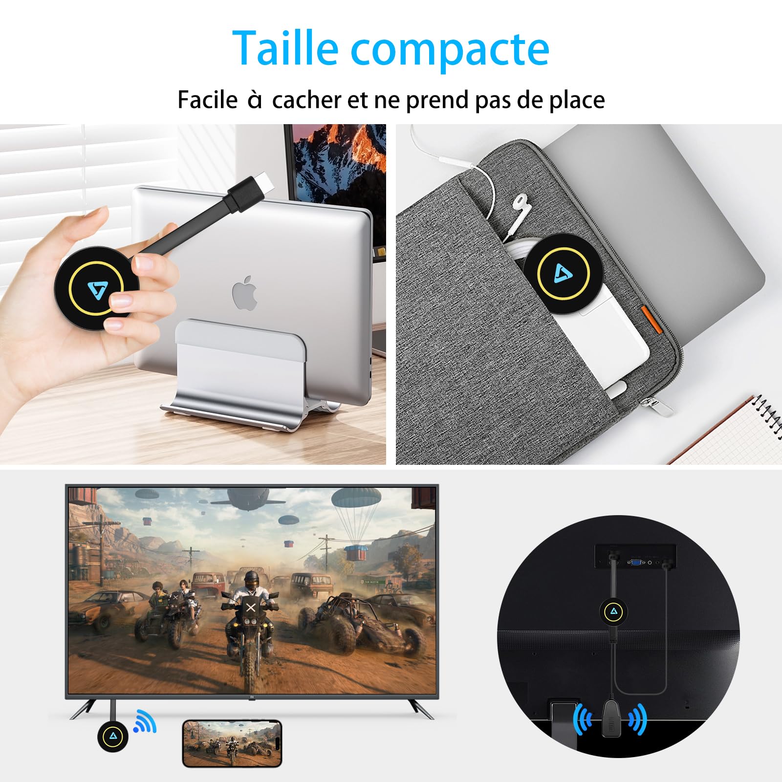 4K Miracast hdmi dongle,Display Dongle WiFi sans Fil Récepteur ，Adaptateur HDMI sans Fil Compatibles i-Phone/i-Pad/Android/i-OS Supporte Miracast,DLNA, Airplay