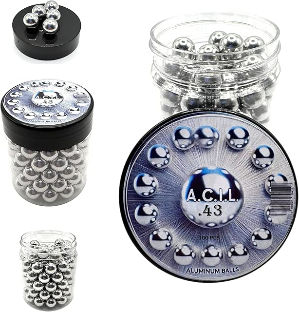 Aluminum Balls in 43 Caliber Solid Resuable Seamless Paintballs for High Impact, Training, Target Practice and Defense .43 Cal.