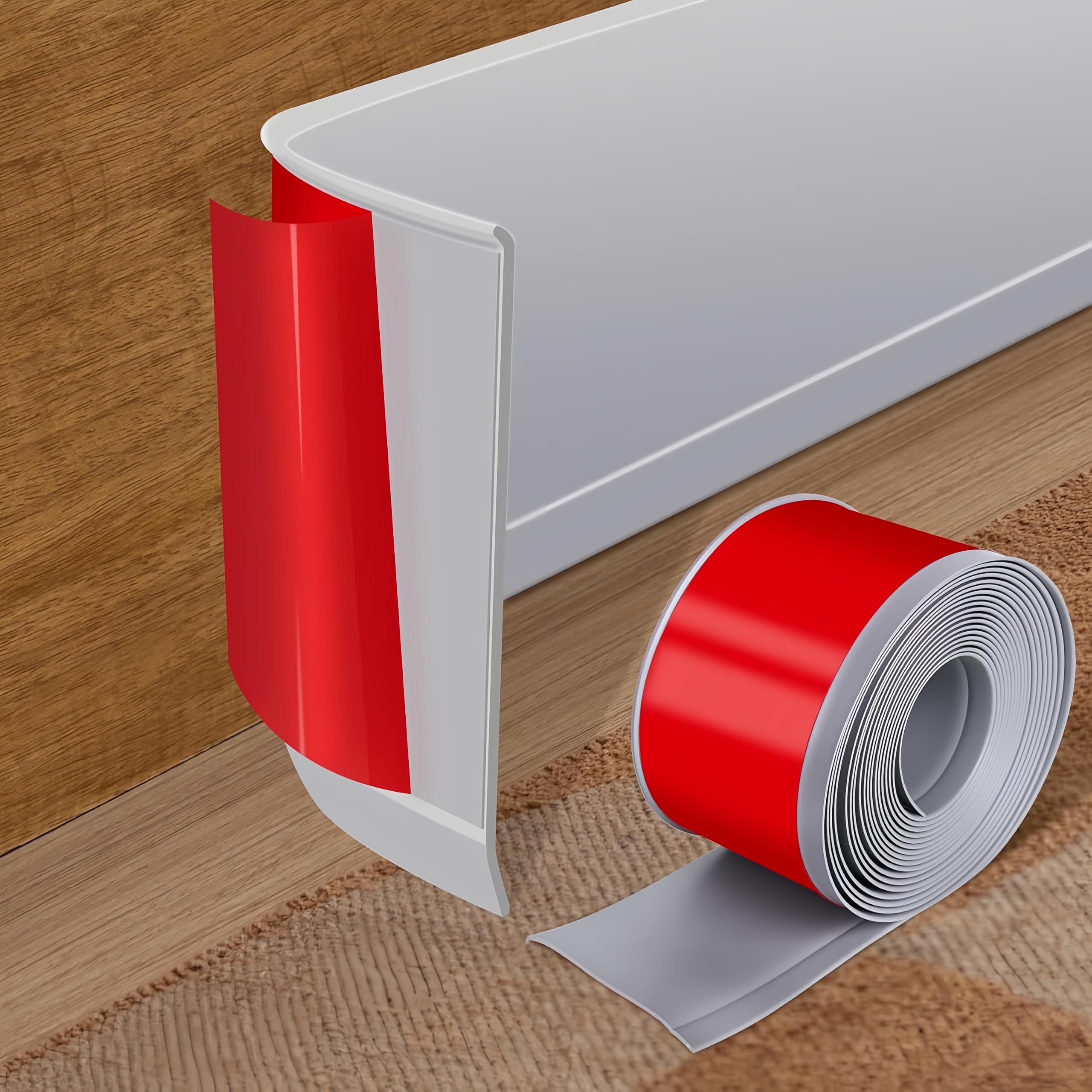 Self-Adhesive Skirting Board,Flexible,No Drilling,Peel and StickBaseboard Molding Trim,Easy Assembly DIY Renovation for Wall Kitchen Worktops,Bathroom,Living Room (Grey, 10m)