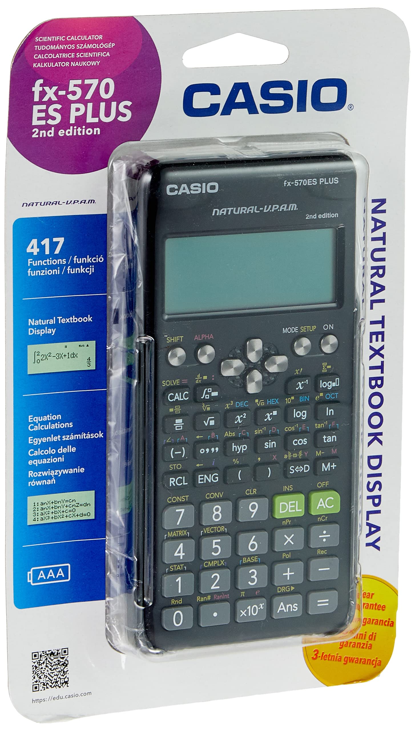 Casio Fx 570Es Plus Scientific Calculator With 417 Functions Black Casio Fx 570Es Plus Scientific Calculator With 417 Functions Black