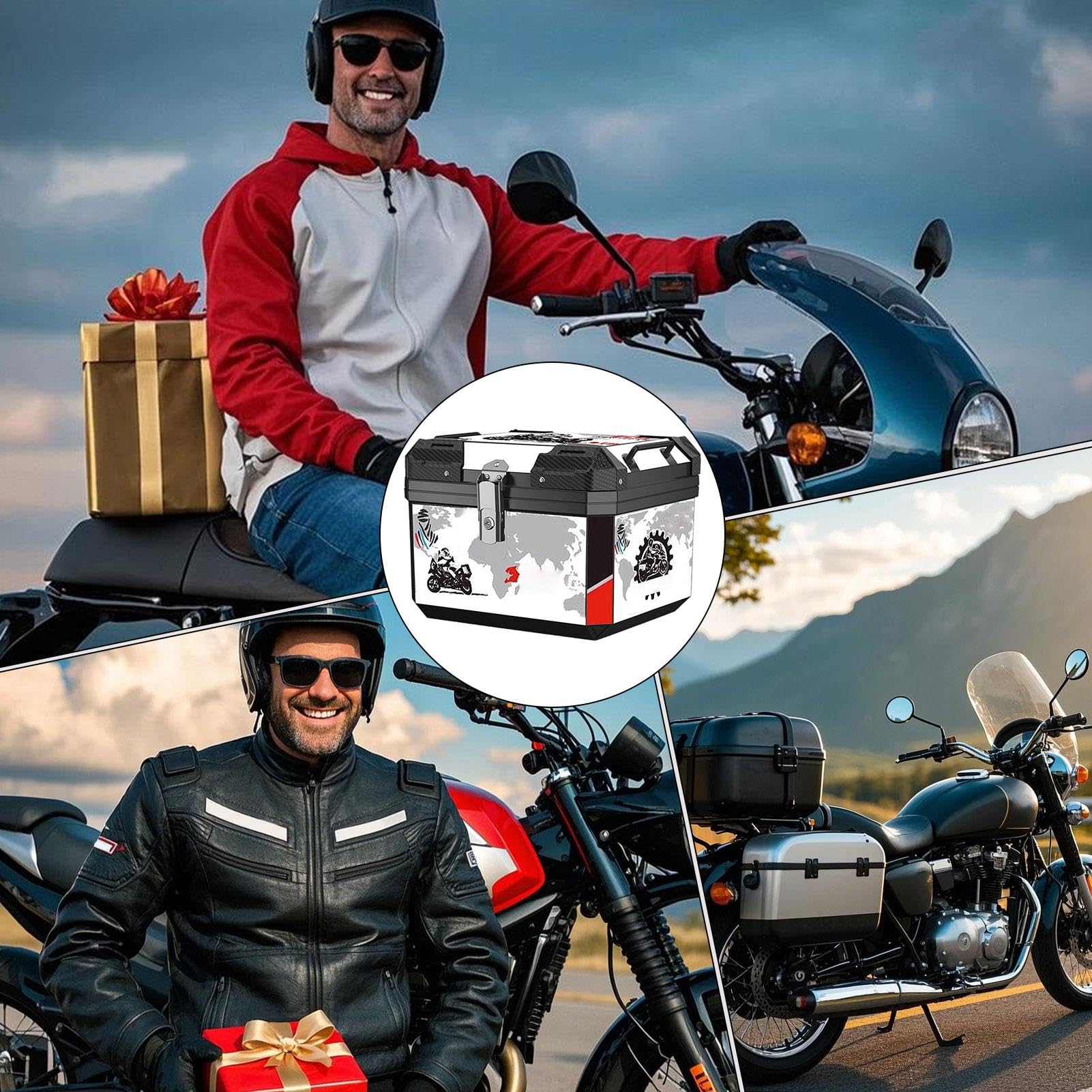 Caja para Maletero de Motocicleta, Caja Trasera de Maletero, Resistente al Agua, Organizador de Almacenamiento de Capacidad, 45 L, Soporte para Polvo del Portador, Accesorios