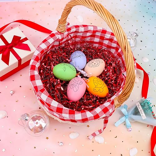 Miniatura 5 de Zwish Relleno de papel de corte arrugado rojo de 5.29 oz5.3 onzas, cajas de regalo iridiscentes metálicas, para envolver regalos, cestas de regalo,