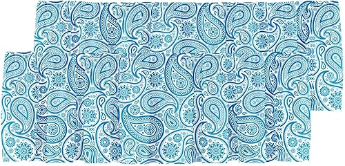 Cenefa de cortina corta con bolsillo para cortinero, color azul intenso, blanco, vintage, floral, para cocina, dormitorio, 52 x 18 pulgadas, azul