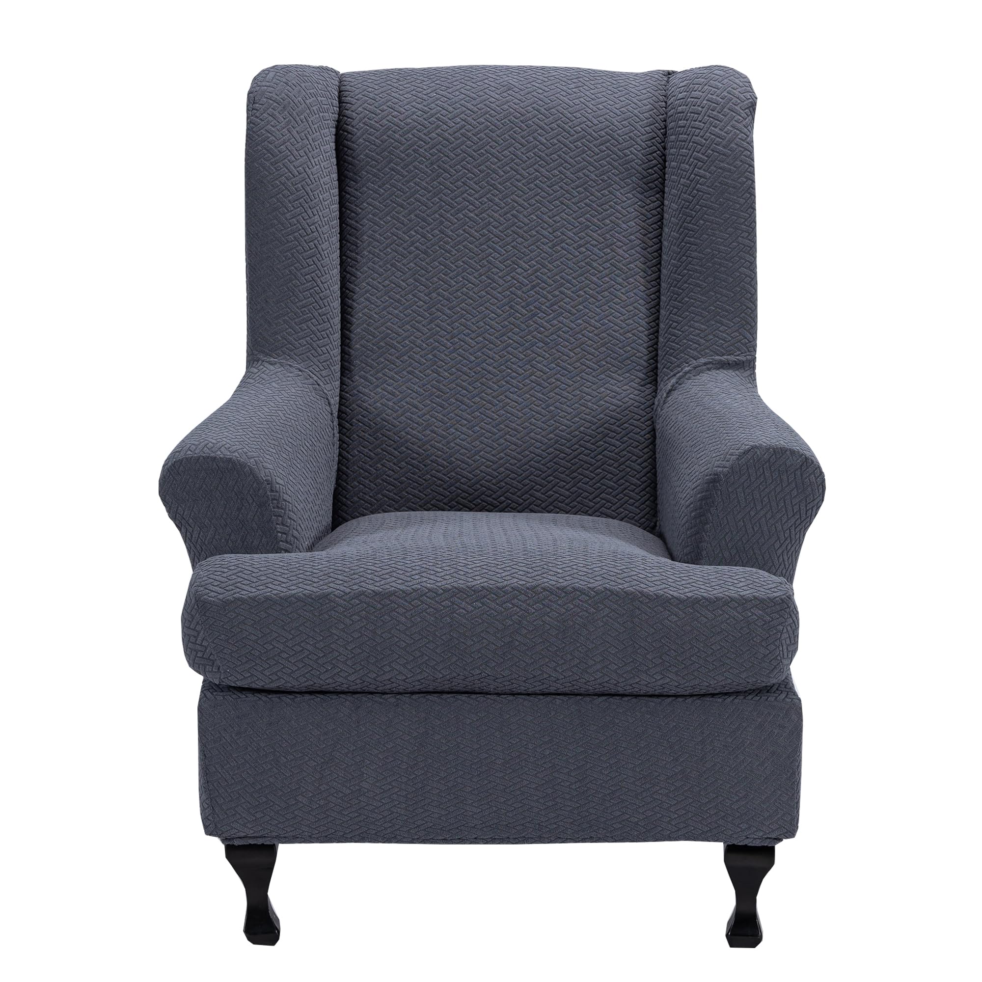 CRFATOP Waterproof Wing Chair Slipcovers 2 Piece Stretch Wingback Chair Cover Spandex Fabric Wingback Armchair Covers with Elastic Bottom for Living