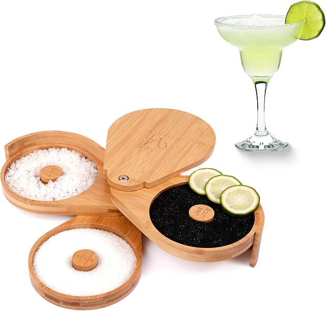 Margarita Salt Rimmer Set, Bamboo Salt Rimmer for Cocktails with 6 Juice...