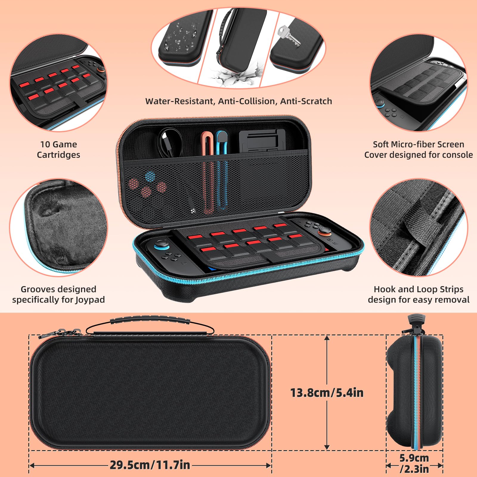 Switch 2 Zubehörset, Bundle Tasche für Nintendo Switch 2,30-in-1 Set: Tragetasche, Controller-Ladestation, Griffe für JoyCon, Lenkräder, Handgelenkschlaufe, Beinschlaufe,Schwarz (30 Stück)