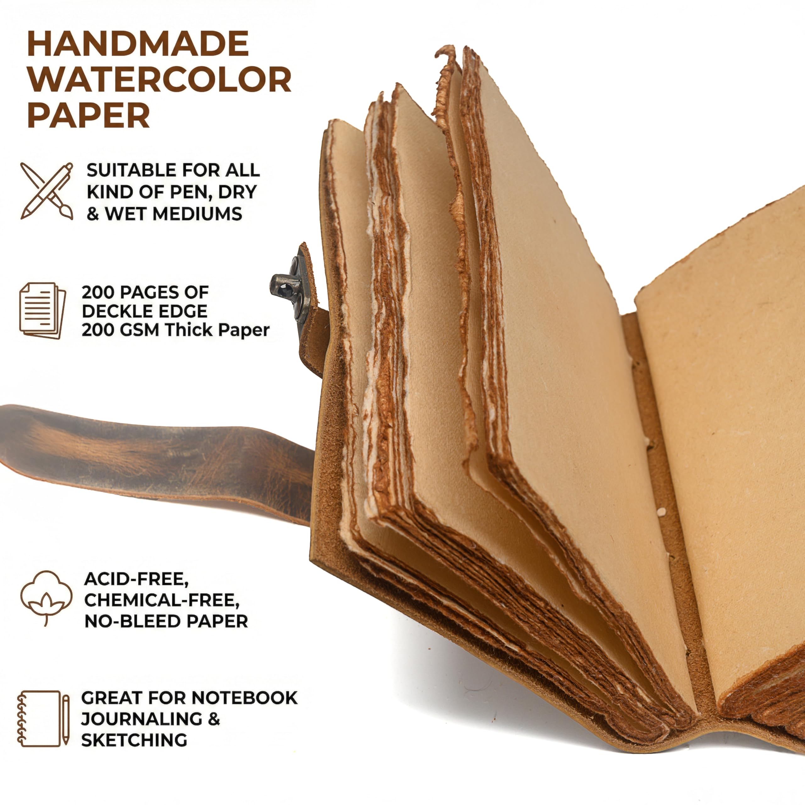 Diario de cuero vintage hecho a mano de 5 x 7 pulgadas, 100 páginas para escribir, dibujar y viajar, regalo para hombres y mujeres