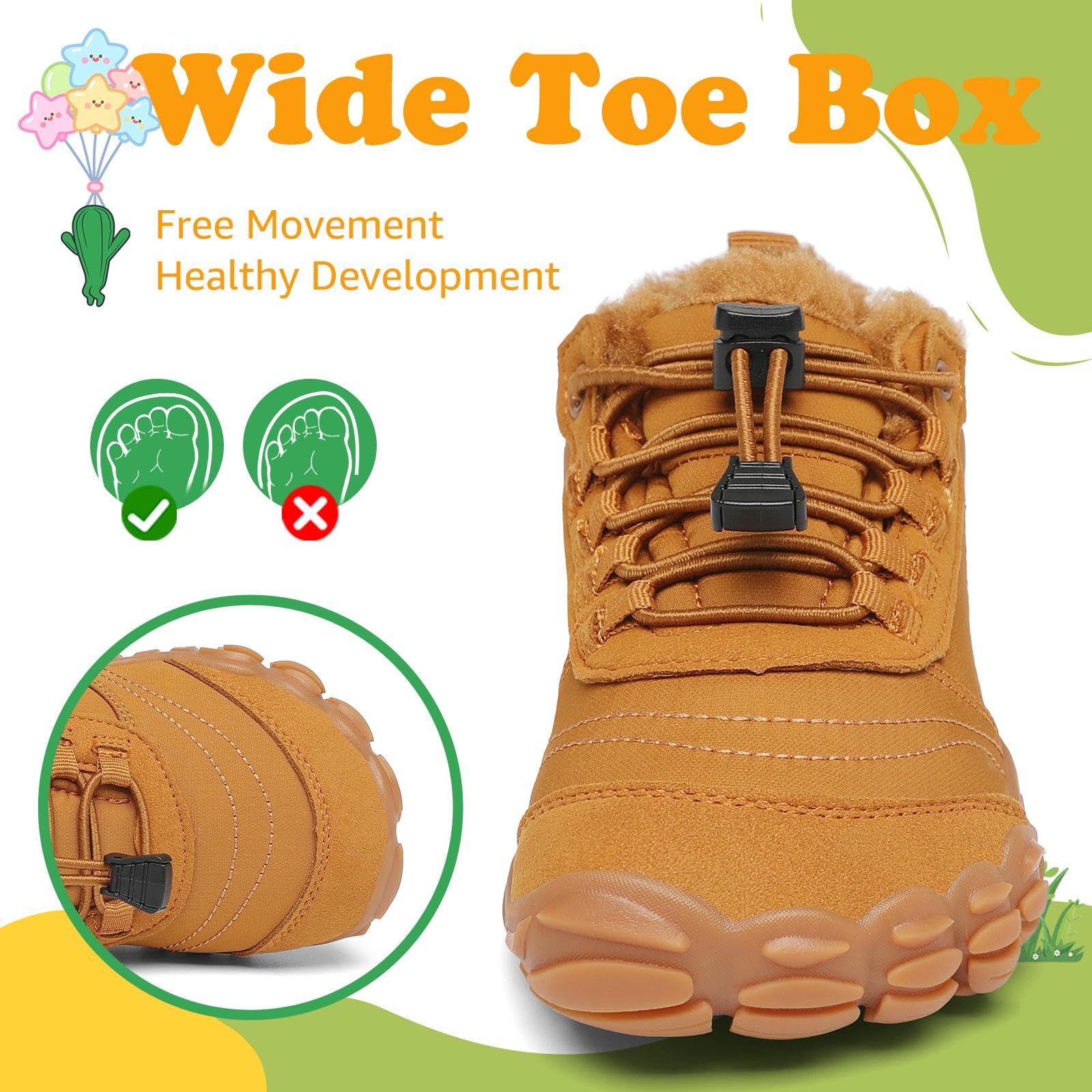 Botas de Nieve Niño Barefoot Zapatillas Niña Cómodas y Abrigadas Antideslizante Botas de Invierno Gr.26-36