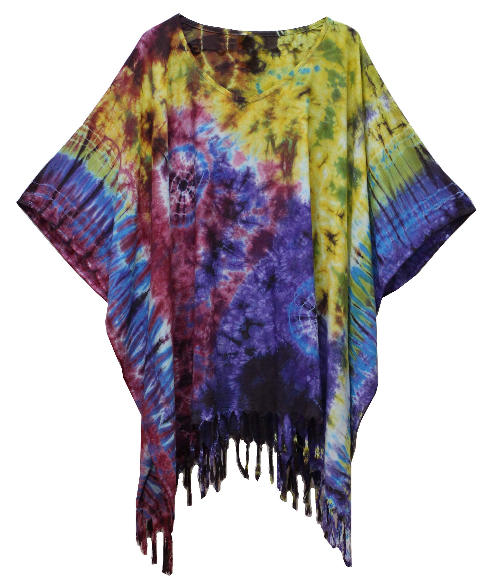 DP FashionATM Tie Dye Blouse Caftan Kaftan Poncho Tunic Tops Cover Up Plus Size Real Handmade