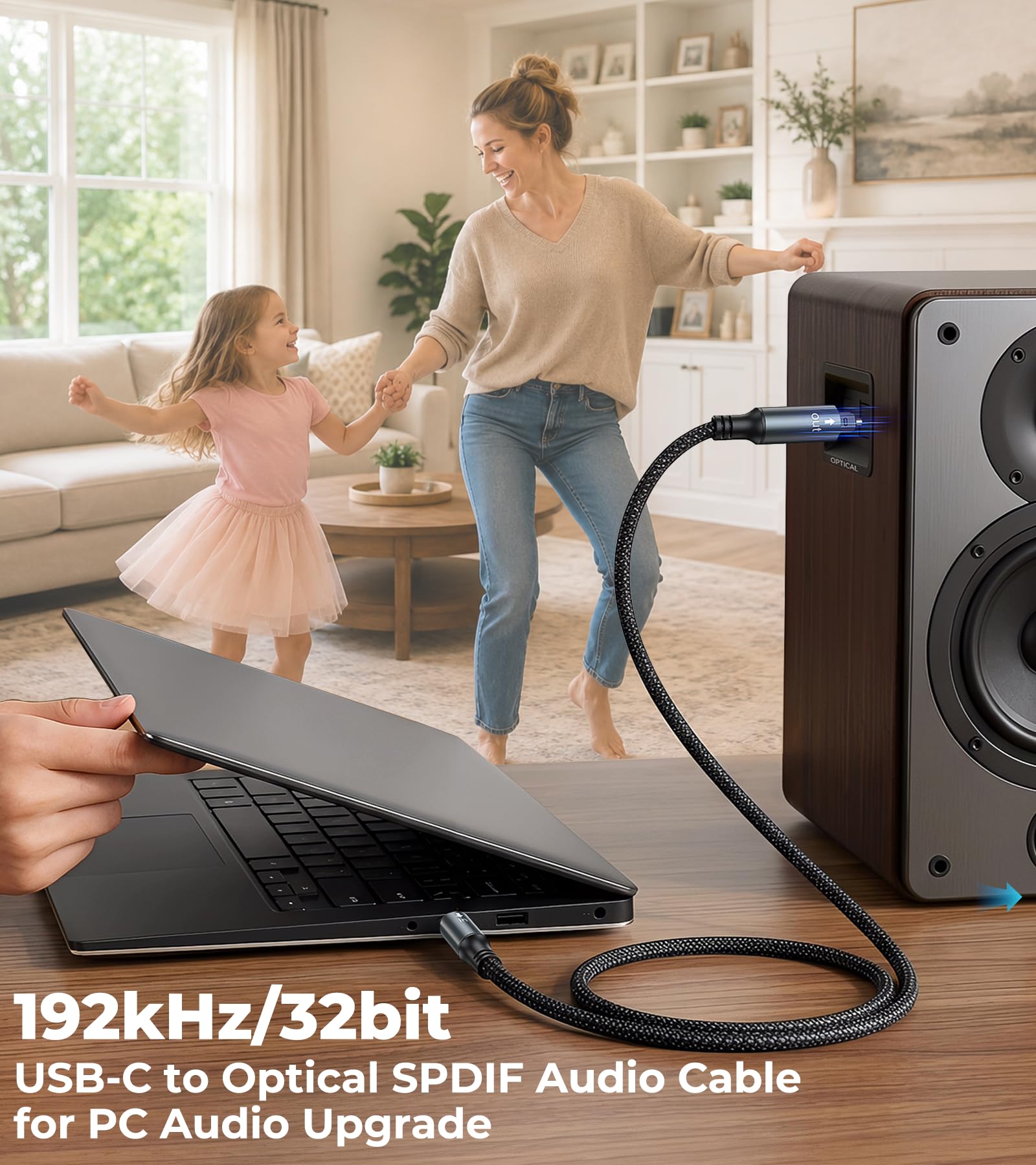 KAIY Cavo audio ottico da USB C a TOSLINK, 1,5 m, unidirezionale SPDIF
