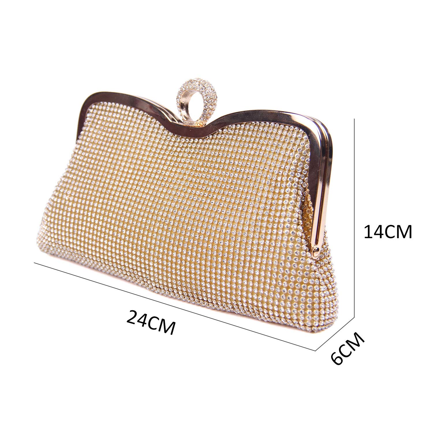 Pochette da donna con Diamante Borsa da sera con catena per borsa da sposa Borsa da sposa da Cerimonia 722 (Oro 2)