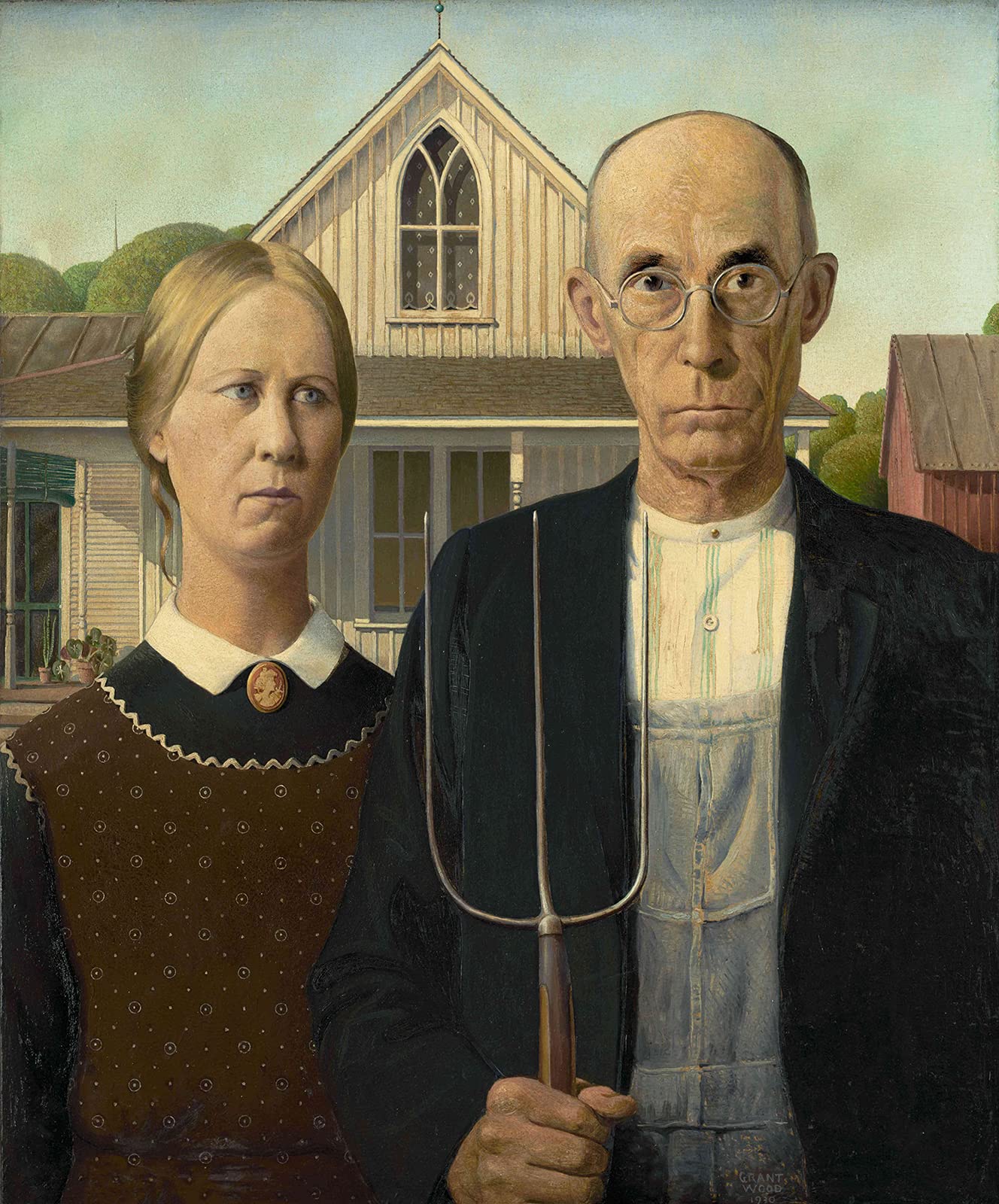Wowposters American Gothic By Grant Wood Poster - 50X70 Cm