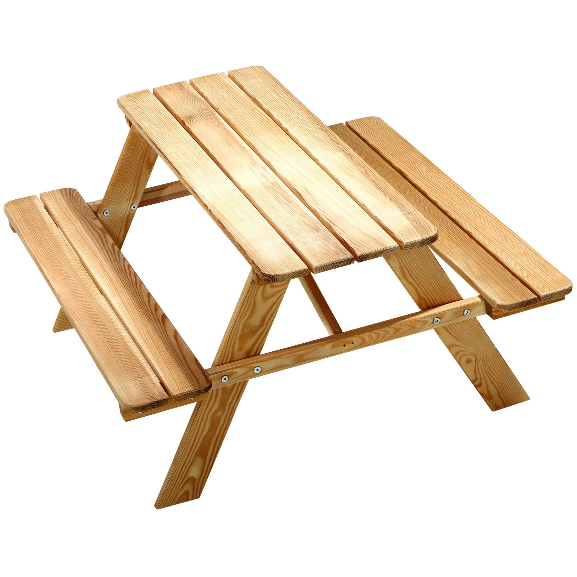 KADAX Mesa de picnic infantil con bancos y sillas de madera, muebles para pícnic, juego de picnic para jardín, conjunto de asientos infantiles (natural)