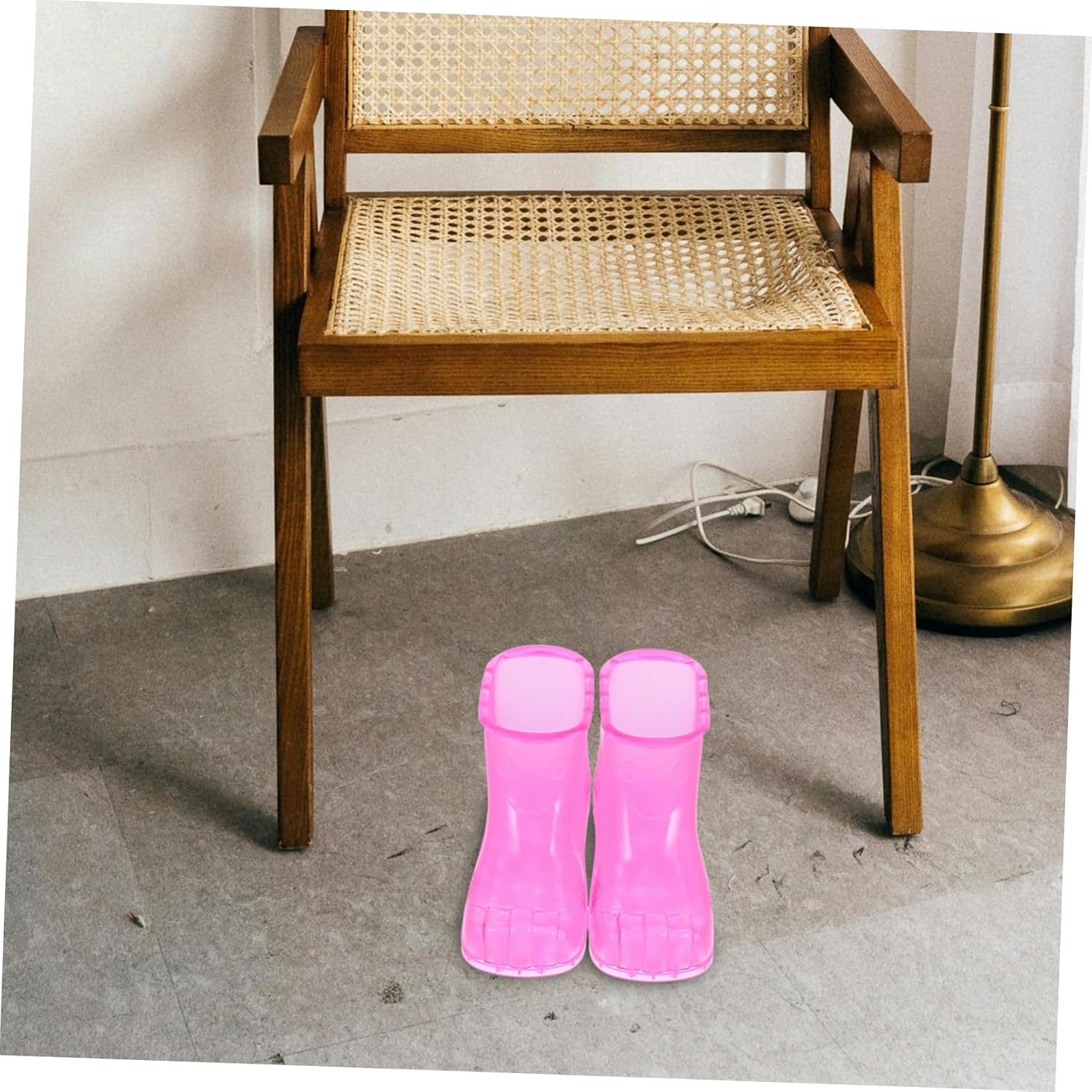 PVC Foot Bathing Shoes Rosy Red Small High Tube Foot Soaking Massage Holders for Relaxation and Leakproof Durable